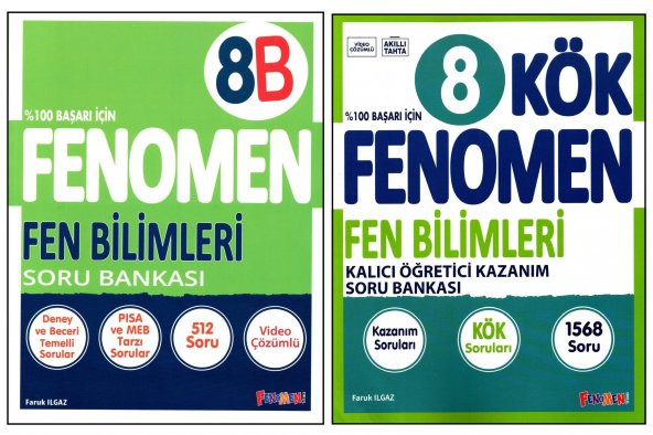 Fenomen 8. Sınıf LGS Fen Bilimleri (B)+Fen Bilimleri KÖK Soru Bankası 2 Kitap