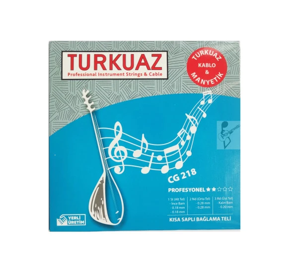Turkuaz CG218 Takım Kısa Sap Bağlama Teli İpekli Bam 018 SET