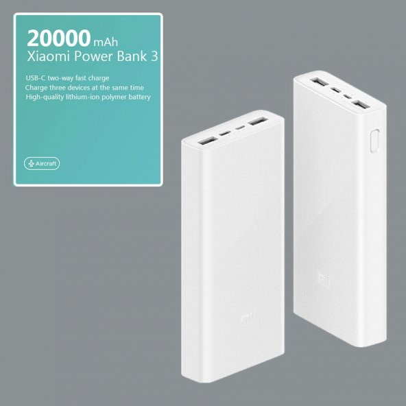 Xiaomi Mi PLM18ZM 20.000 mAh 18W Hızlı Şarj Beyaz Powerbank