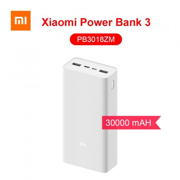 Xiaomi 30000mAh Hızlı Şarj Taşınabilir Powerbank PB3018ZM