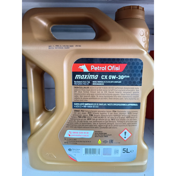 Petrol Ofisi Maxima CX 0W-30 5 LT Motor Yağı 2024 üretim - 2