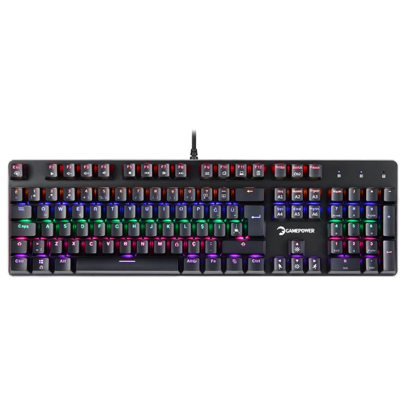 GamePower Ogre Rainbow 60M GamePower Red Switch Türkçe Q USB Mekanik Gaming Klavye - 3 Yıl Garantili - 3
