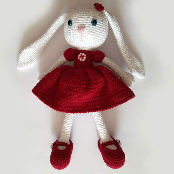 Düğmeli Tavşik Amigurumi Organik Oyuncak - 1