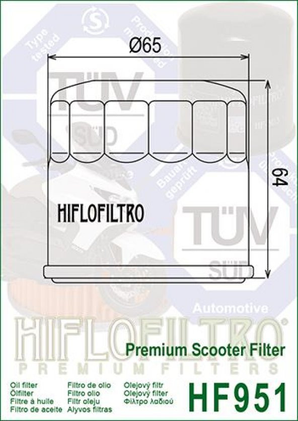 Hiflo Hf951 2007-2020 Honda SH 300 Uyumlu Yağ Filtresi - 2