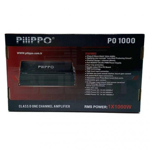 Pilippo PO-1000 1X1000 Watt Mono Class D Oto Amfi - 4