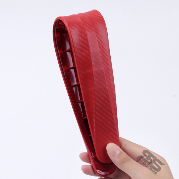 Tampon Koruma Kırmızı Karbon Kabartma Şerit Seti 2li Tampon Koruyucu Şerit Her Araca Uyumludur - 3