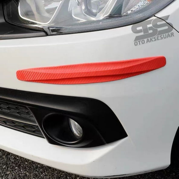 Tampon Koruma Kırmızı Karbon Kabartma Şerit Seti 2li Tampon Koruyucu Şerit Her Araca Uyumludur - 5