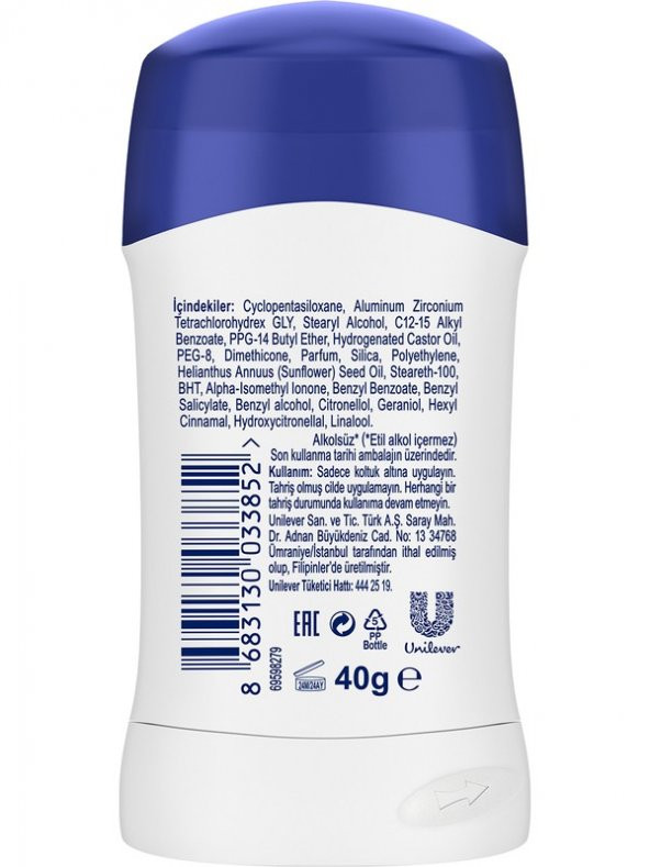 Dove Kadın Stick Deodorant Original 1/4 Nemlendirici Krem Etkili 40 g