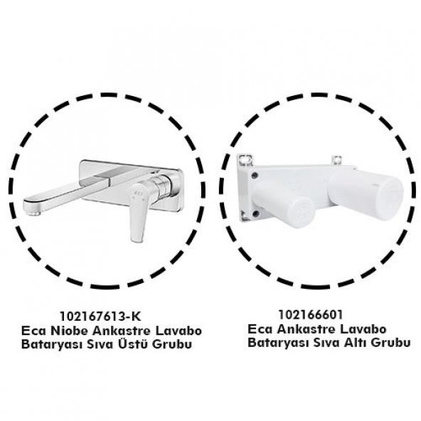 Eca Niobe Ankastre (Gömme) Lavabo Bataryası Set (102167613-K+102166601)