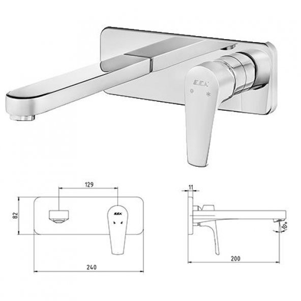 Eca Niobe Ankastre (Gömme) Lavabo Bataryası Set (102167613-K+102166601) - 2