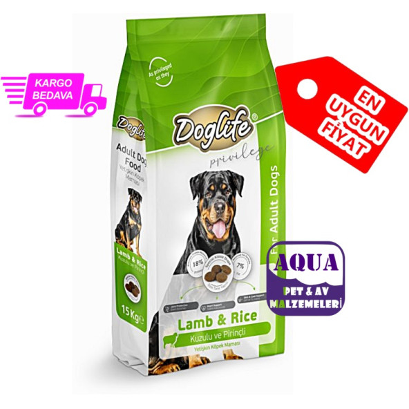 Doglife Kuzu Etli Yetişkin Köpek Maması 15 Kg