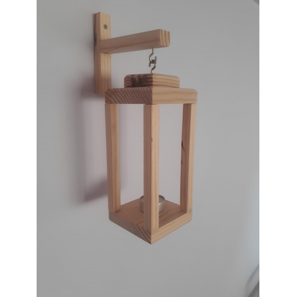 Petek Home Life ahşap askılı aplik fener mumluk 2 adet - 2