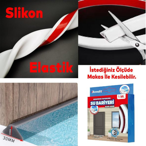 Bondit Su Bariyeri Kapı Altı Sızdırmaz Su Tutucu Yapışkanlı Slikon Bant Bandı 1 METRE BND01010015 - 6