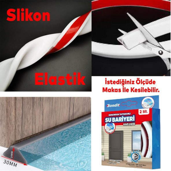 Bondit Su Bariyeri Kapı Altı Sızdırmaz Su Tutucu Yapışkanlı Slikon Bant Bandı 2 METRE BND01020015 - 6