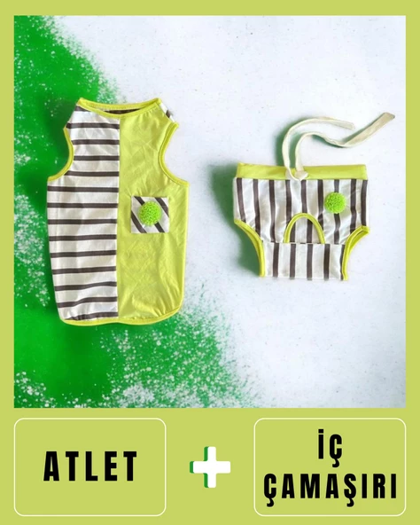Lime Fuzz Tişört ve İç Çamaşırı Set Köpek Kıyafeti Köpek Kostümü - 6
