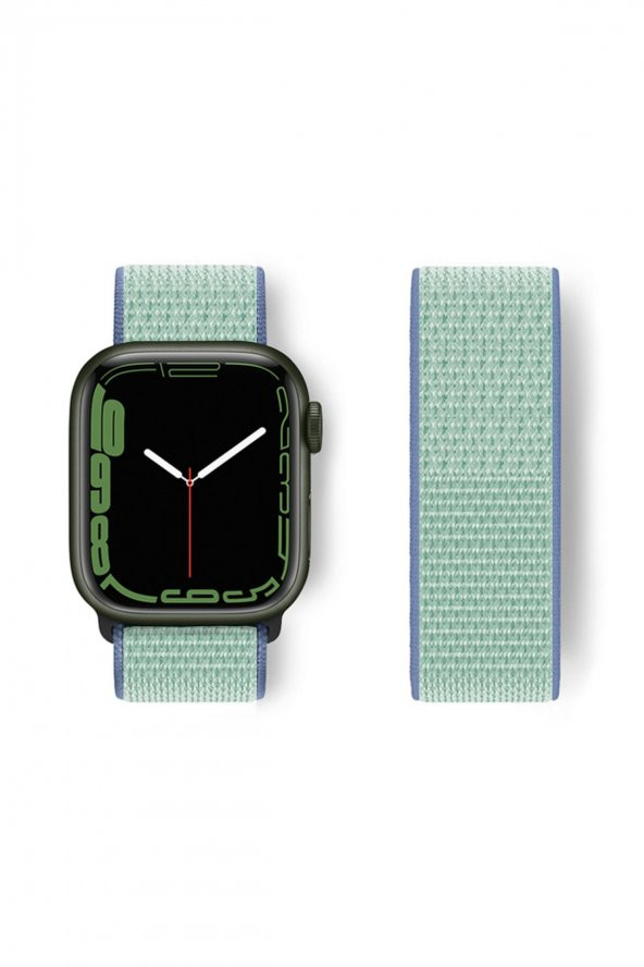 Bilişim Aksesuar Apple Watch 40mm Hasırlı Cırtcırtlı Kordon - Mavi-Turkuaz