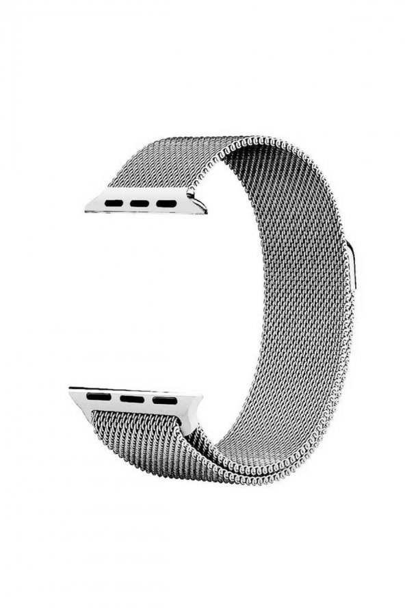 Apple Watch Uyumlu 42mm 44mm 45mm 49mm 1/2/3/4/5/6/se/7/8/ultra Kordon Metal Hasır Kordon Gümüş