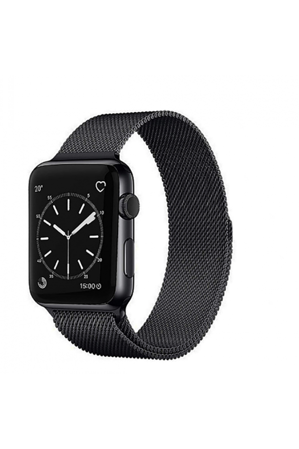 Apple Watch Uyumlu 42mm 44mm 45mm 49mm 1/2/3/4/5/6/se/7/8/ultra Kordon Metal Hasır Loop Kordon Siyah