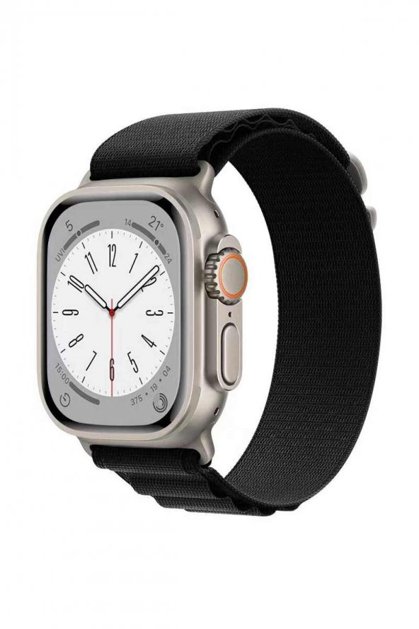 Apple Watch Uyumlu 42mm 44mm 45mm 49mm 1/2/3/4/5/6/se/7/8/ultra Kordon Alpine Loop Kordon Siyah
