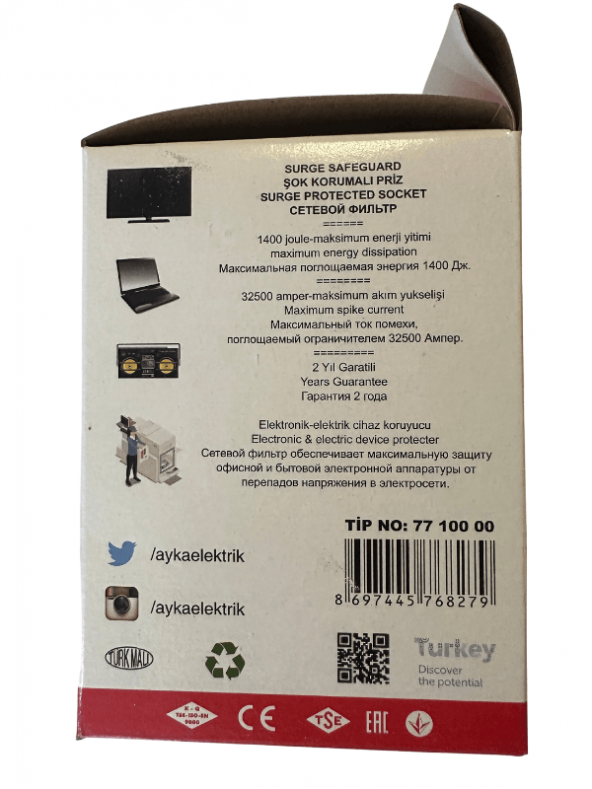 Ayka Tekli Akım Korumalı Priz (2 Adet) - 4