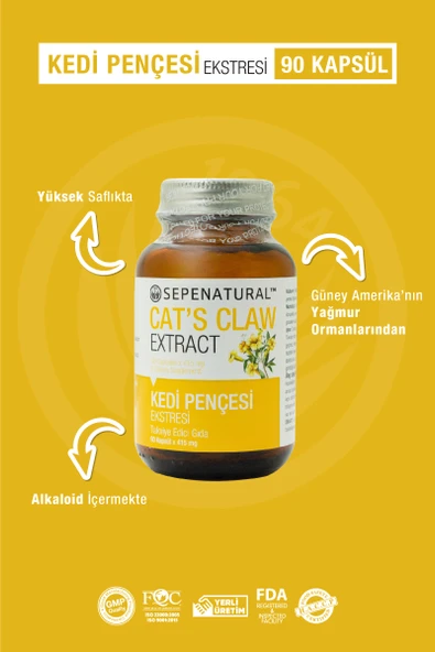 Cat's Claw Extract 90 Kapsül 360 mg Kedi Pençesi Ekstrakt Ekstre - 4