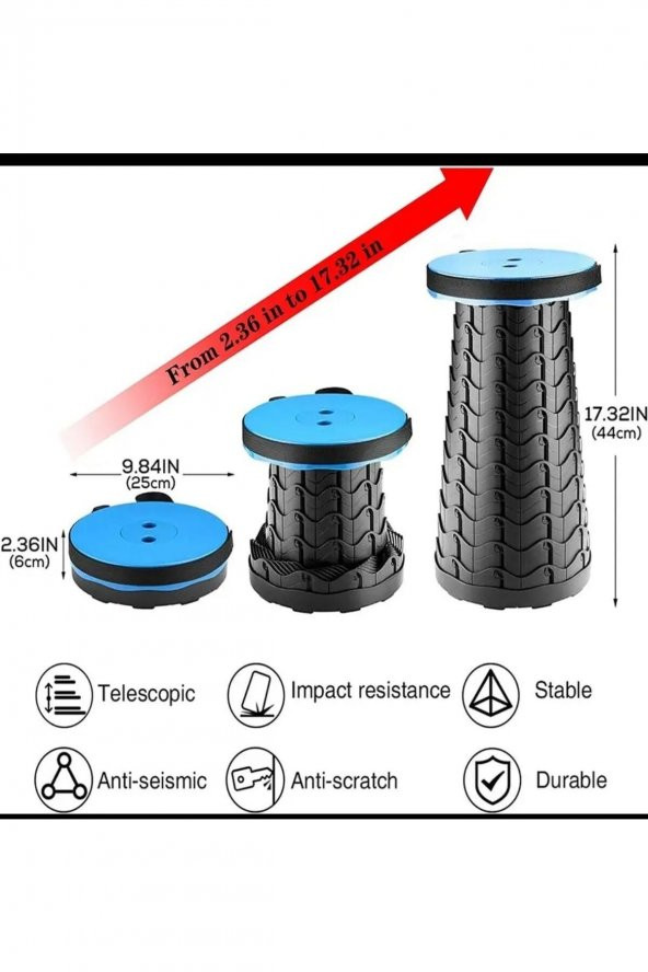Açılır Katlanır Taşınabilir Ayarlanabilir Tabure 150kg Taşıma Kapasiteli Portatif Tabure - 6