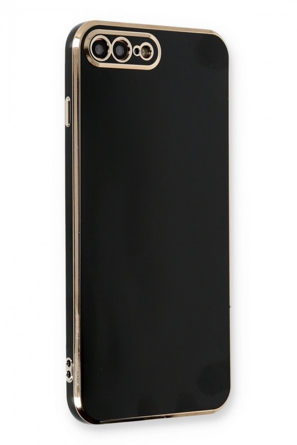 iPhone 7 Plus Parlak Kenarlı Bark Silikon Kılıf - Siyah