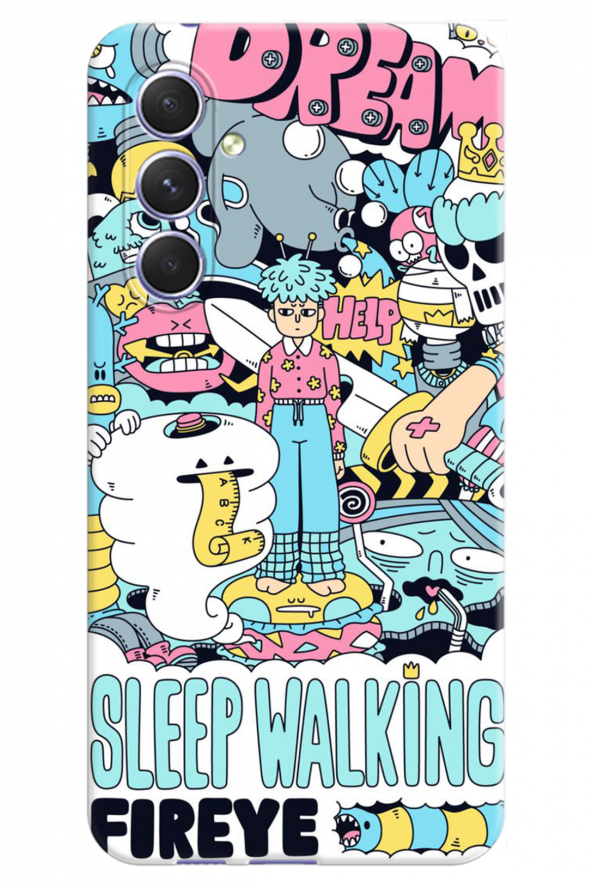 Samsung Galaxy A54 Sleep Walking Desenli Şeffaf Kılıf