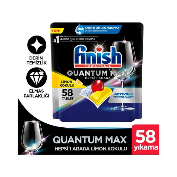 Finish Quantum Max Limonlu 58 Tablet Bulaşık Makinesi Deterjanı