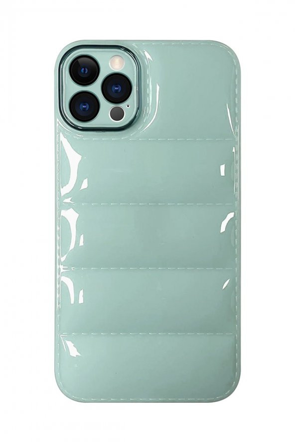 Iphone 14 Pro Max Kılıf Puffer Şişme Mont Tasarımlı Kasis Pastel Renkler Puff Kılıf Kapak