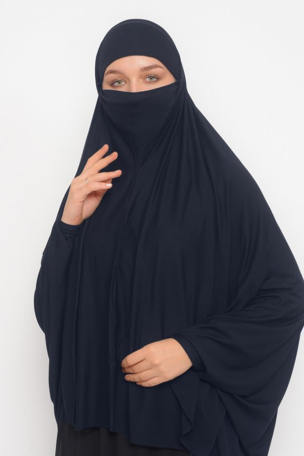 Kollu Sufle Çarşaf Üstü Peçeli Pratik Tesettür Hijab - Nikaplı Namaz Örtüsü - 2