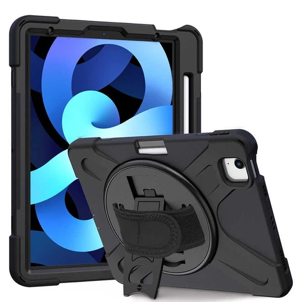 Smcase Apple iPad Air 10.9 2022 5.Nesil Kılıf Tablet Tank Koruma Defender Standlı df2