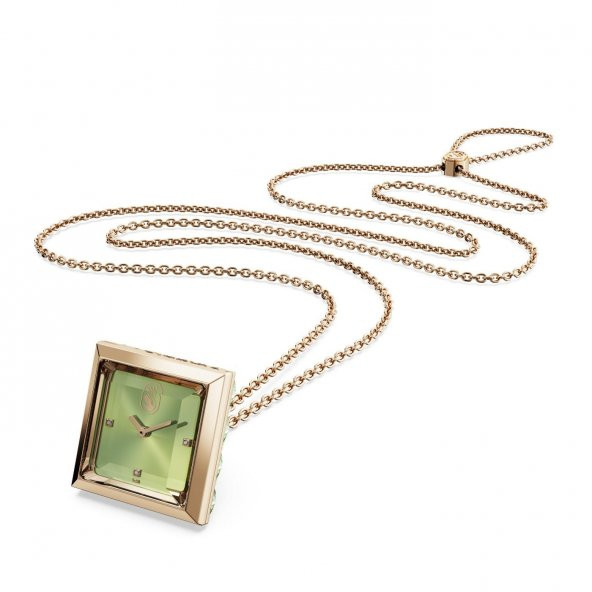 5631146 Swarovski Saat Kolye Pendant Watch, Triangle cut, Green, Champagne gold-tone finish - 2