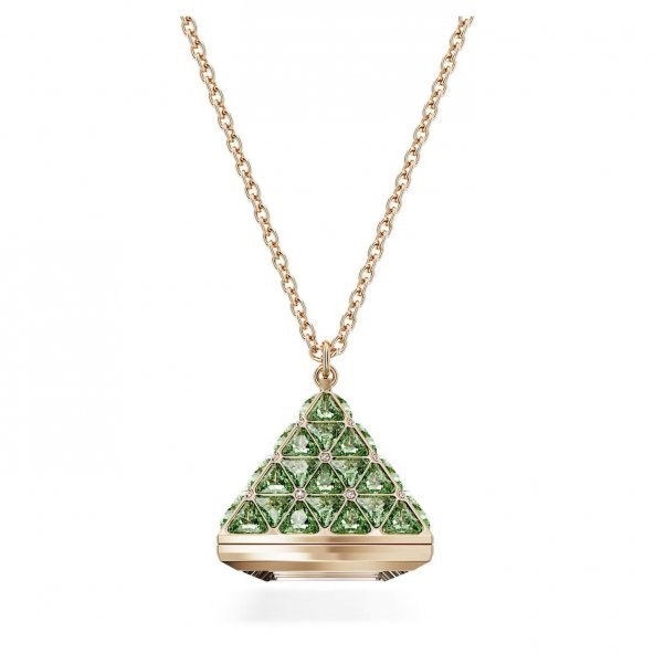 5631146 Swarovski Saat Kolye Pendant Watch, Triangle cut, Green, Champagne gold-tone finish - 1