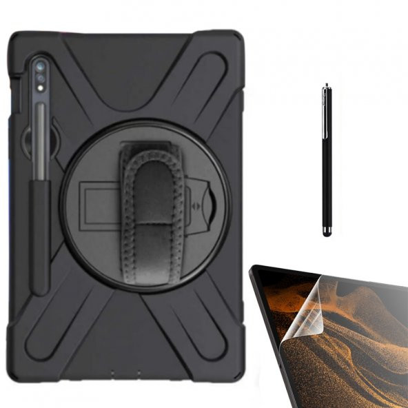 Smcase Samsung Galaxy Tab S7 Plus T970 Kılıf Tablet Tank Koruma Defender Standlı df33  Nano  Kalem
