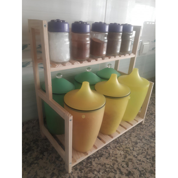 Petek Home Life tezgah üstü düzenleyici çok amaçlı ahşap raf