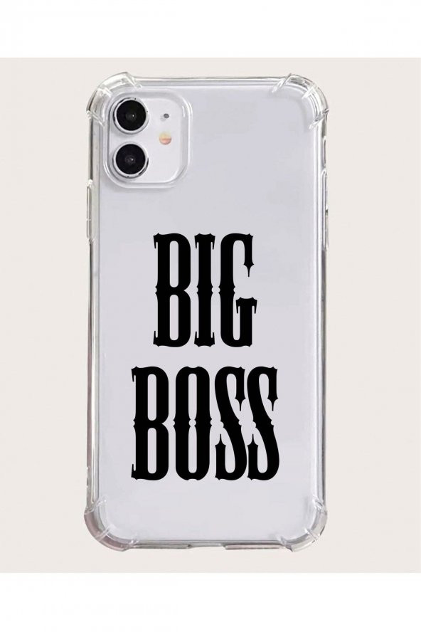 Apple Iphone 12 Kılıf Big Boss Desenli Köşeli Airbag Nitro Şeffaf Silikon Kılıf Kapak