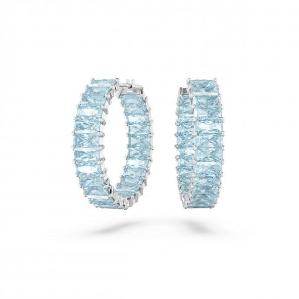 5659037 Swarovski Küpe Matrix:Pe Hoop Baguette Earrings Acqua Blu/Rhs