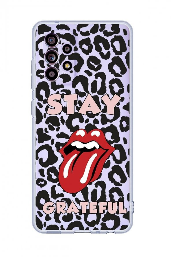 Galaxy A52 Uyumlu Stay Gratefull Desenli Premium Şeffaf Silikonlu Telefon Kılıfı