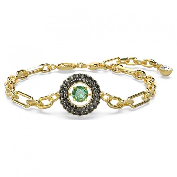 5665237 Swarovski Bilezik Swarovski Sparkling Dance bracelet, Green, Gold-tone plated