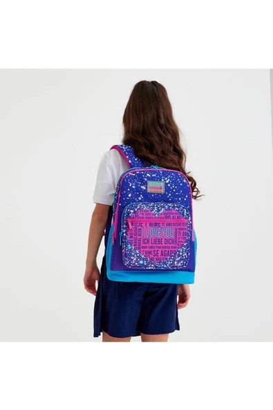 Coral High Kids Mor Mavi Pembe Kalp Desenli 2'li Okul Çanta Seti - Kız Çocuk - 2