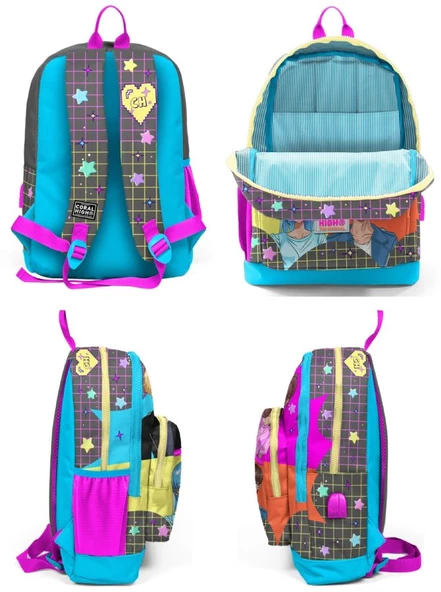 Coral High Mavi Pembe Anime USB Soketli Okul Çantası ve Kalemlik Seti - Kız Çocuk - Resim 2