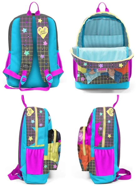 Coral High Mavi Pembe Anime İlkokul Sırt Çantası ve Kalemlik Seti - Resim 2