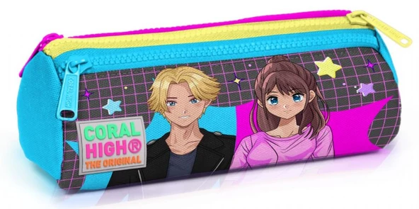 Coral High Mavi Anime Üç Bölmeli Kalem Çantası - Kız Çocuk