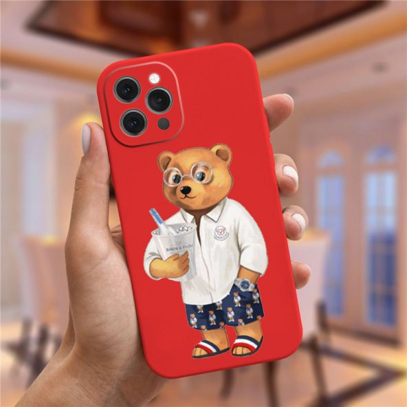 Apple iphone 12 Pro Kılıf Summer Teddy Bear Lansman Silikon Kılıf Kapak