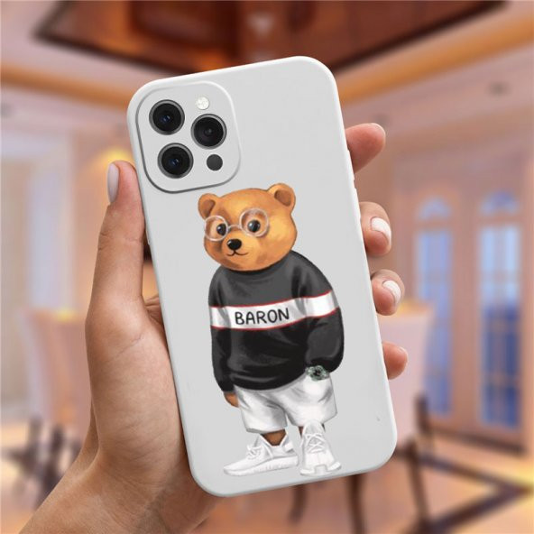Apple iphone 11 Pro Max Kılıf Baron Teddy Bear Lansman Silikon Kılıf Kapak