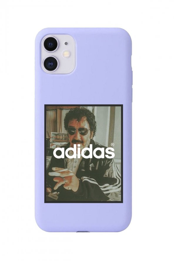 Iphone 11 Lila Lansman Müslüm & Adidas Tasarımlı Dayanıklı Kılıf