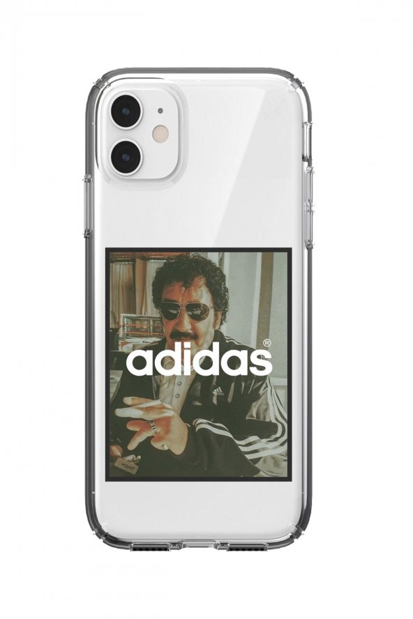 Iphone 11 Şeffaf Müslüm & Adidas Tasarımlı Dayanıklı Kılıf