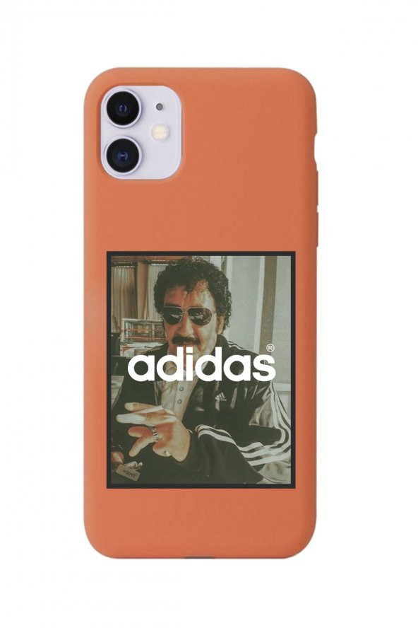 Iphone 11 Turuncu Lansman Müslüm & Adidas Tasarımlı Dayanıklı Kılıf
