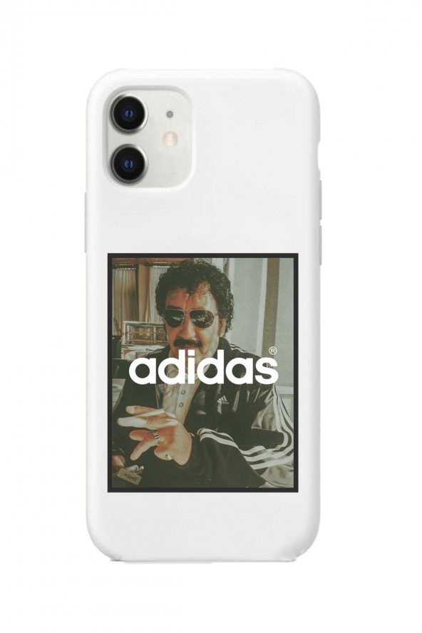 Iphone 11 Beyaz Lansman Müslüm & Adidas Tasarımlı Dayanıklı Kılıf